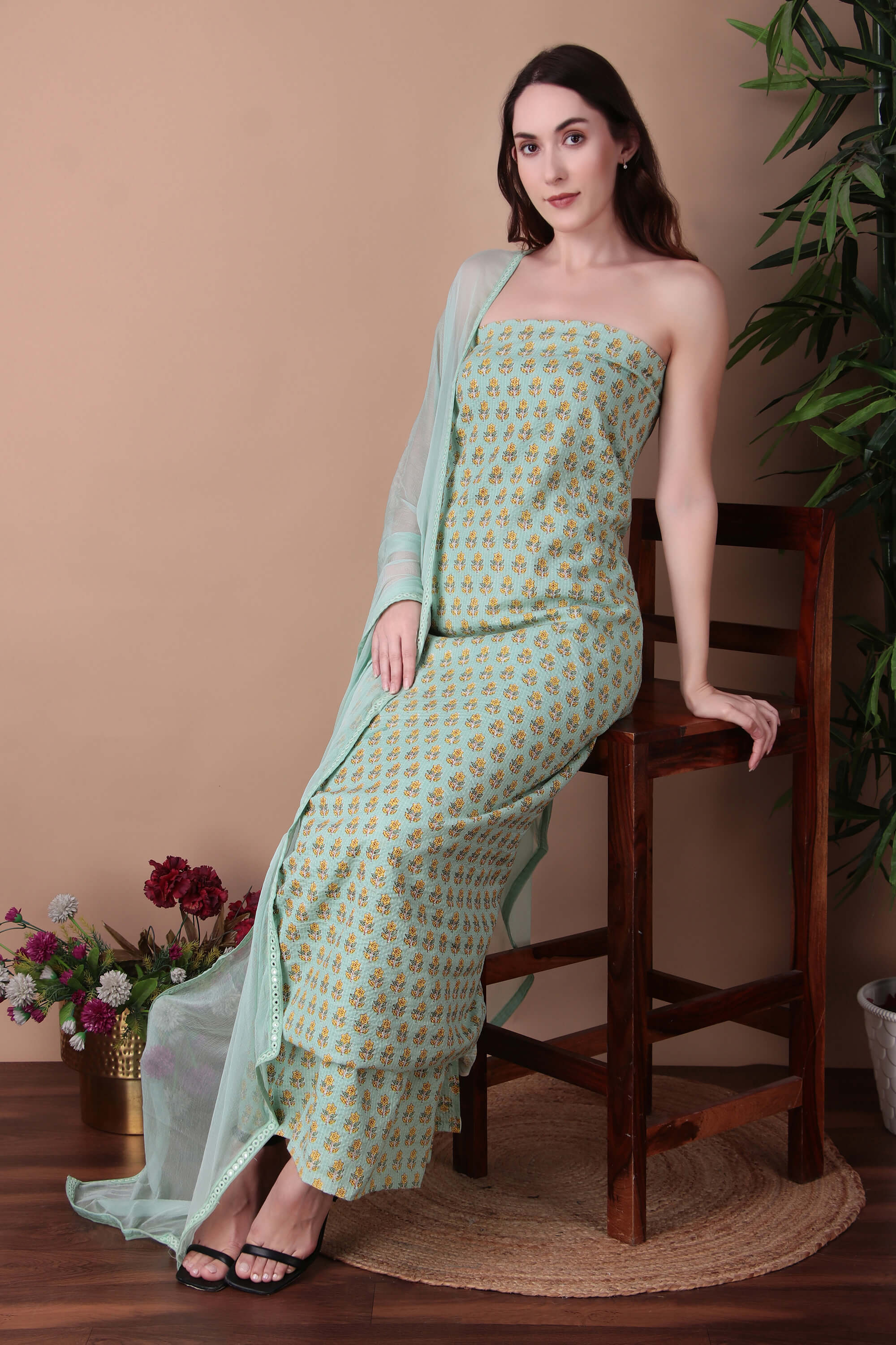 Teal Block Print Set