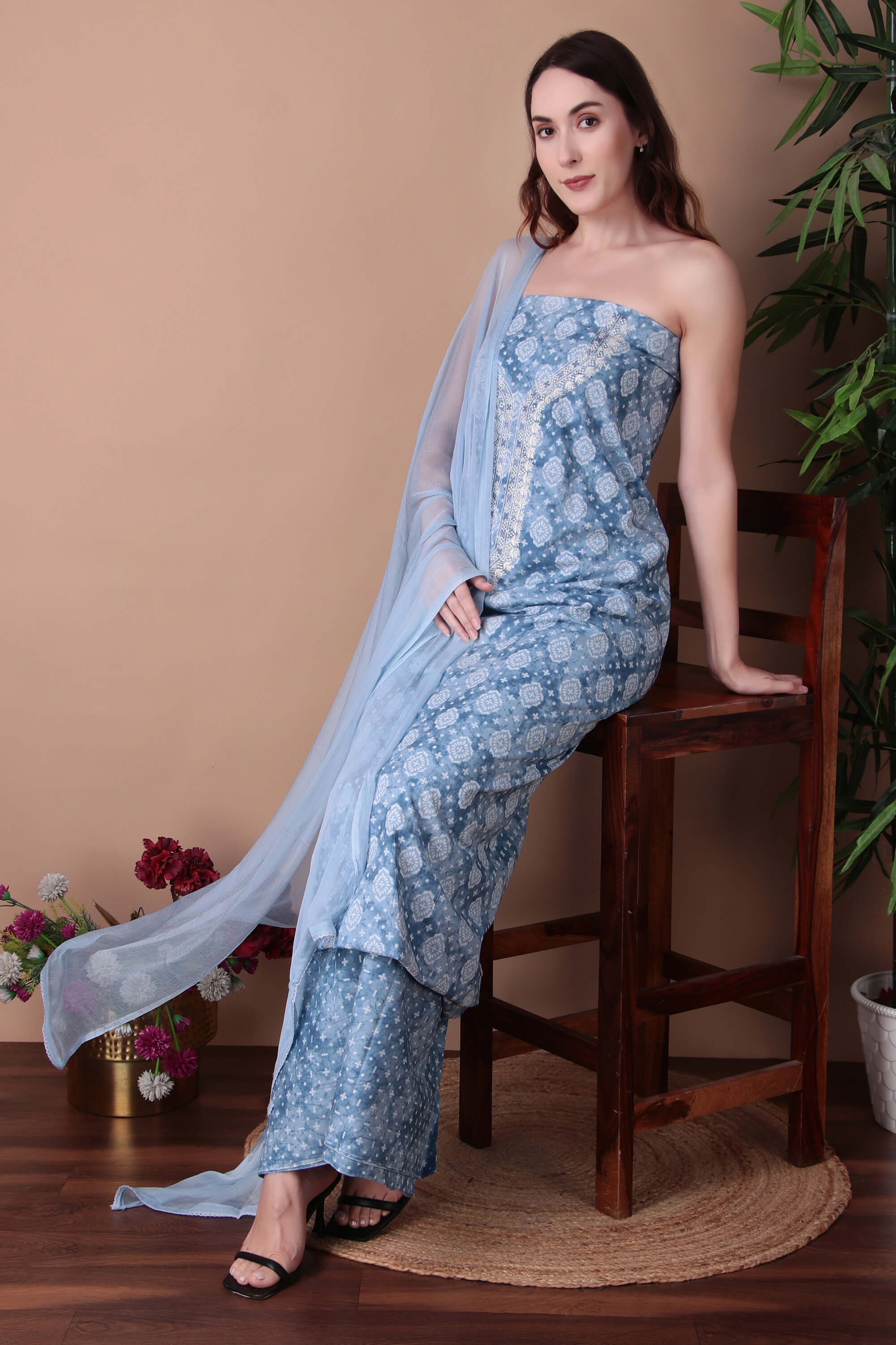Teal Block Print Set